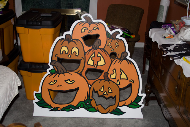 A pumpkin toss game where you get to through bean bags into their mouths.