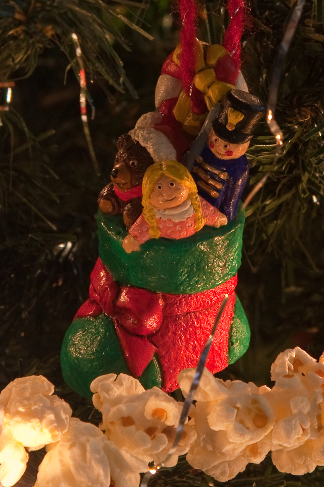 Close up of one of the Christmas ornaments.