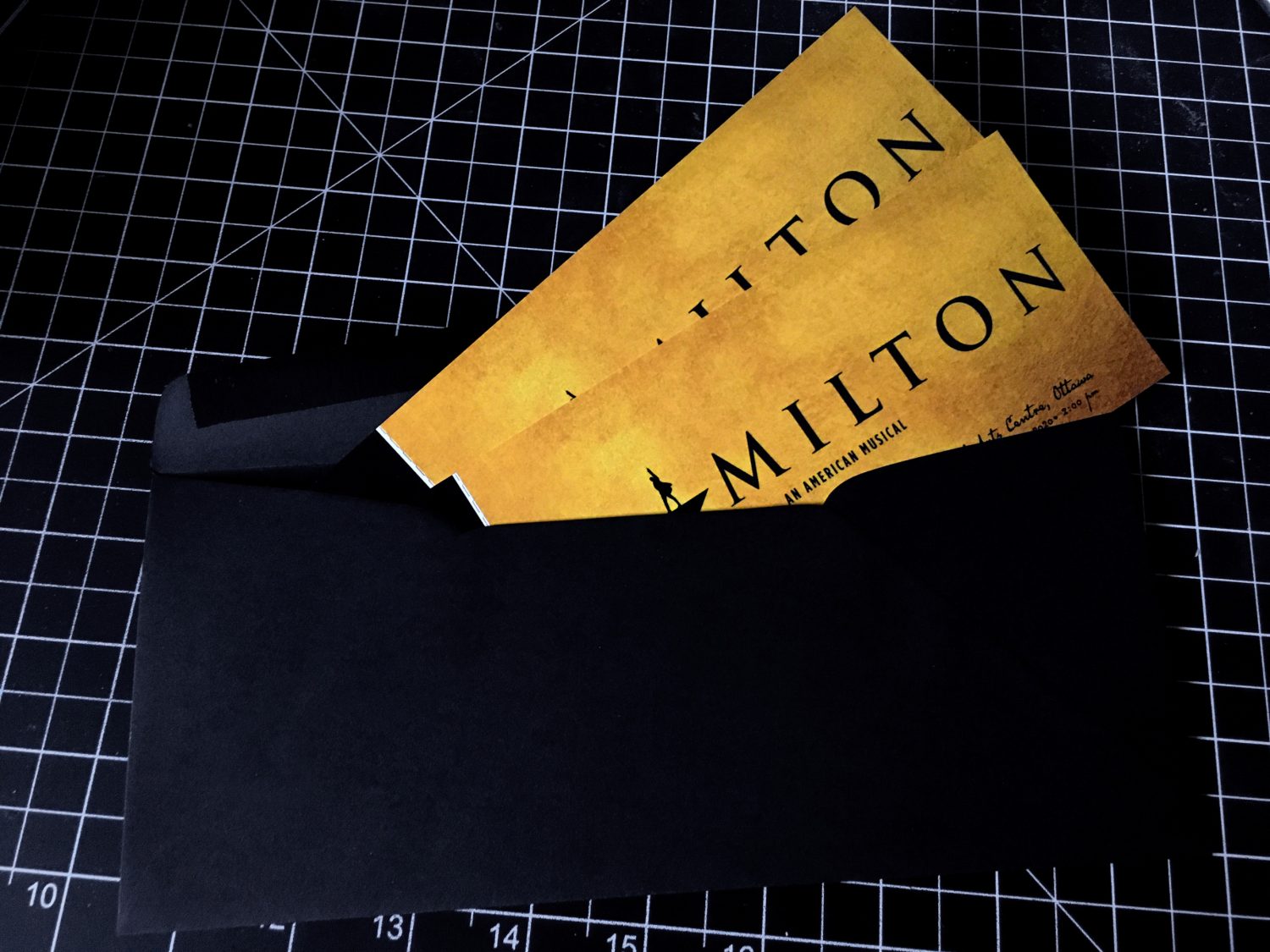 Hamilton Tickets and accompanying envelope