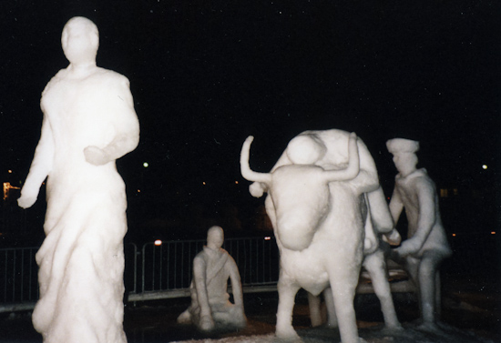 View from the front of the people, but the rear of the sculpture